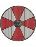 Holzdekor Wei-Rotes Vikinger Schild, Holzobjekt 30x30 cm