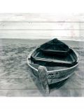 Holzbild Einsames Boot, 40x40 cm Echtholz